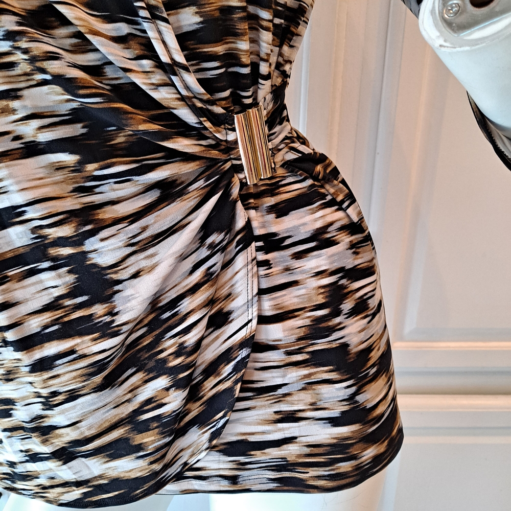 Calvin Klein Collection Women's Wrap Blouse - Black and Brown - Picture 3 of 5